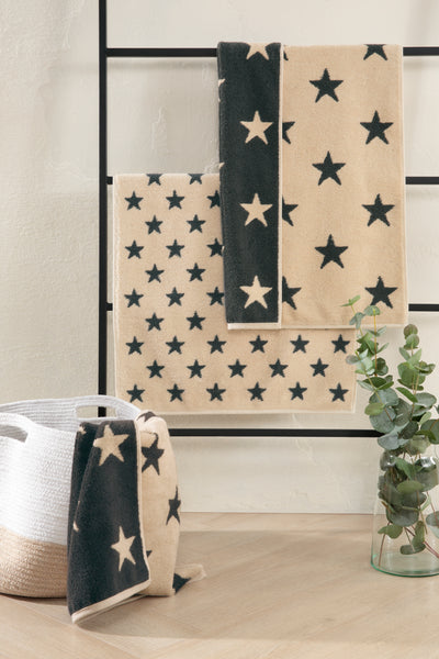 Frottierserie "NEW STARS" Sterne beige/basalt